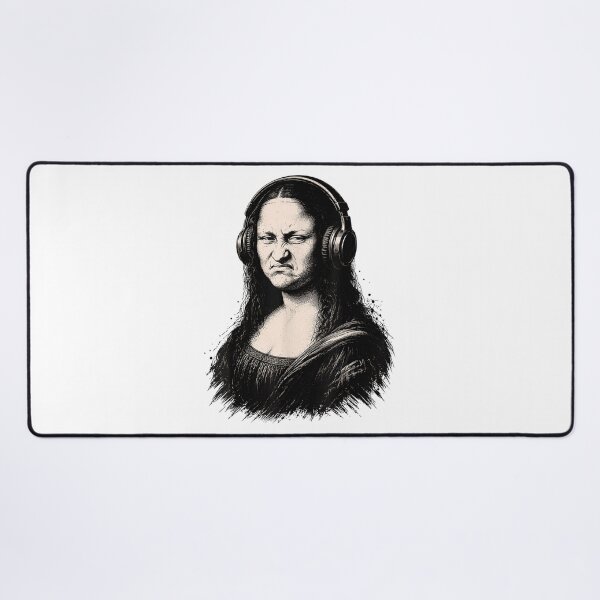 Item preview, Grumpy Mona Lisa Wearing Headphones Music Lover Mood designed and sold by Phil Ben.