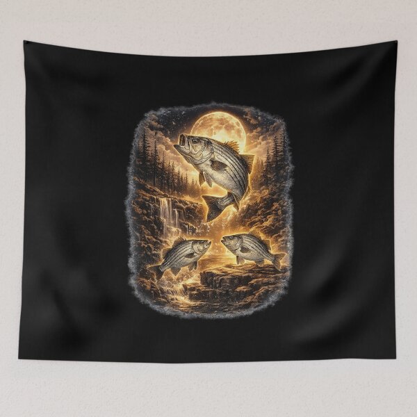 Item preview, Striper Bass Fishing Full Moon Waterfall Angler designed and sold by OlakunleOloroz.