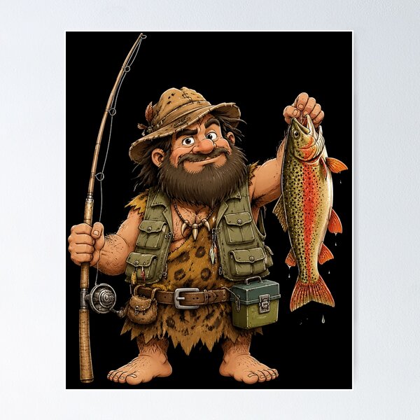 Item preview, Trout Fish Fishing Dwarf Angler designed and sold by OlakunleOloroz.