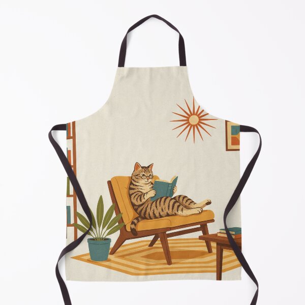 Item preview, Mid Century Reading Cat Poster | Retro 1950s Modern Book Lover Wall Art | Vintage MCM Cat Illustration designed and sold by Tamas Das.