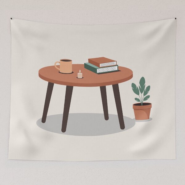 Item preview, Cozy Coffee Table Scene Wall Art designed and sold by TrendMorphic.