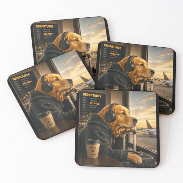 Item preview, Golden Retriever Waiting Patiently At Delayed Airport Departure designed and sold by Chaya Reid.