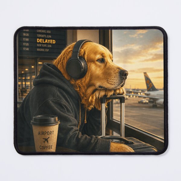 Item preview, Golden Retriever Waiting Patiently At Delayed Airport Departure designed and sold by Chaya Reid.