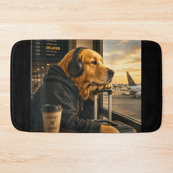 Item preview, Golden Retriever Waiting Patiently At Delayed Airport Departure designed and sold by Chaya Reid.