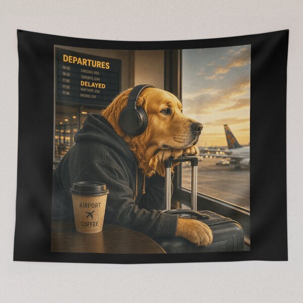 Item preview, Golden Retriever Waiting Patiently At Delayed Airport Departure designed and sold by Chaya Reid.