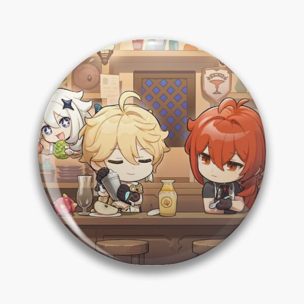 Item preview, Diluc, Aether and Paimon designed and sold by Lauwuuh.