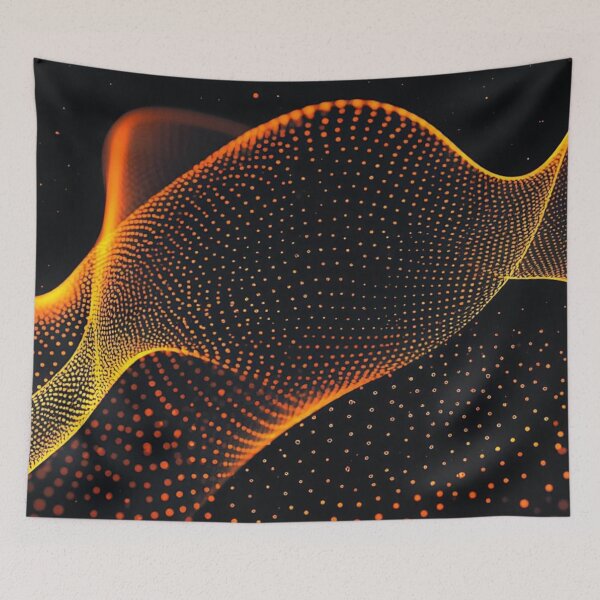 Item preview, Futuristic Orange Particle Wave - Sci-Fi Digital Cyberpunk Grid designed and sold by LYAN-STORE.