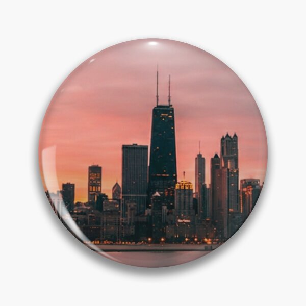 Item preview, Downtown Chicago Skyline from the Water Sunset View designed and sold by WanderingLife.