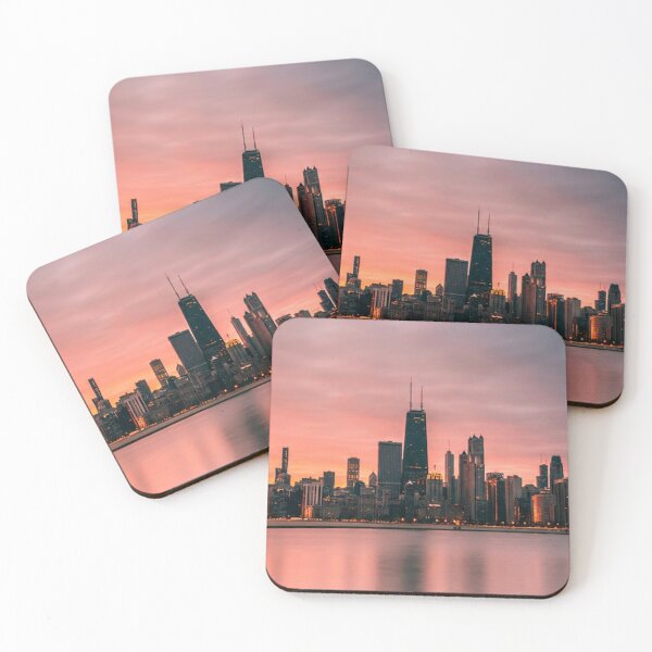 Item preview, Downtown Chicago Skyline from the Water Sunset View designed and sold by WanderingLife.