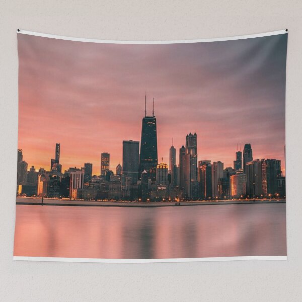 Item preview, Downtown Chicago Skyline from the Water Sunset View designed and sold by WanderingLife.