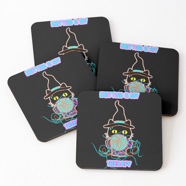 Item preview, Knitting Is My Therapy Cat Sticker – Funny Witch Cat Yarn Decal designed and sold by ArtyWares.