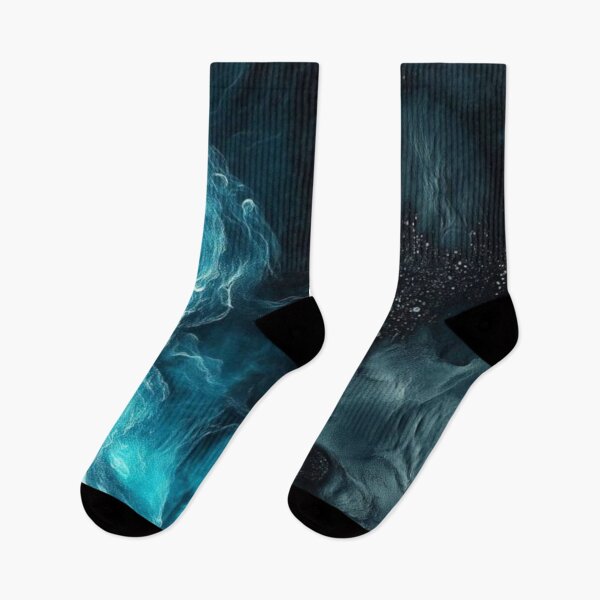 Item preview, Deep Ocean Neon Current - Abstract Teal Fluid Art designed and sold by LYAN-STORE.