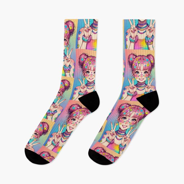 Item preview, Cute Pink Anime Girl with Stars, Hearts & Rainbow Aesthetic designed and sold by HappyOops.