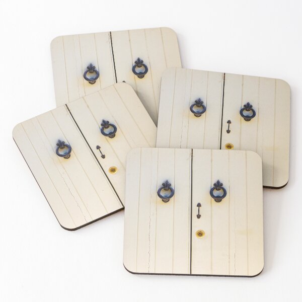 Item preview, Vintage Cream Wooden Double Doors With Iron Ring Knockers and Brass Lock designed and sold by Nmallia.