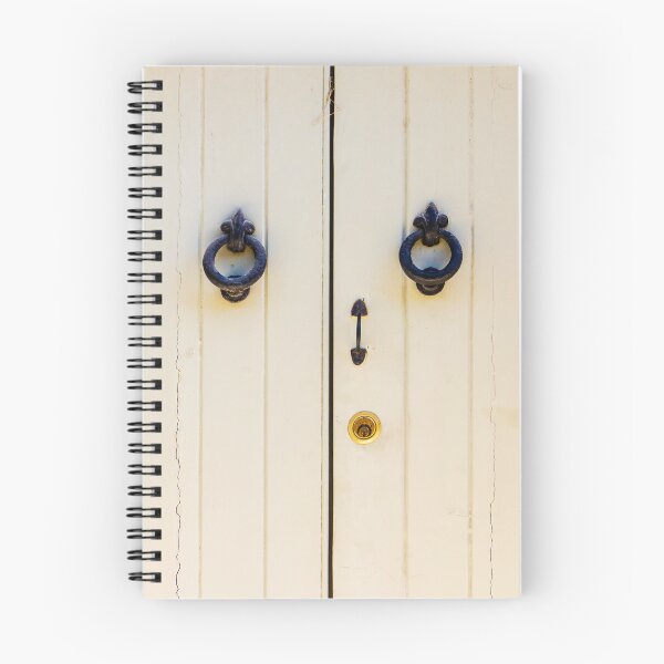 Item preview, Vintage Cream Wooden Double Doors With Iron Ring Knockers and Brass Lock designed and sold by Nmallia.