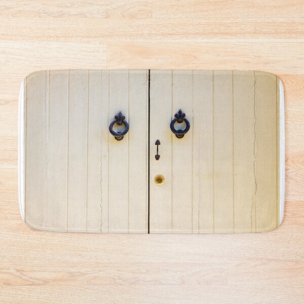 Item preview, Vintage Cream Wooden Double Doors With Iron Ring Knockers and Brass Lock designed and sold by Nmallia.