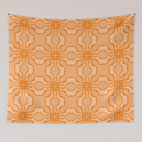 Item preview, Retro 70s Orange Groovy Wavy Geometric Seamless Pattern designed and sold by VOYID ART STUDIO.