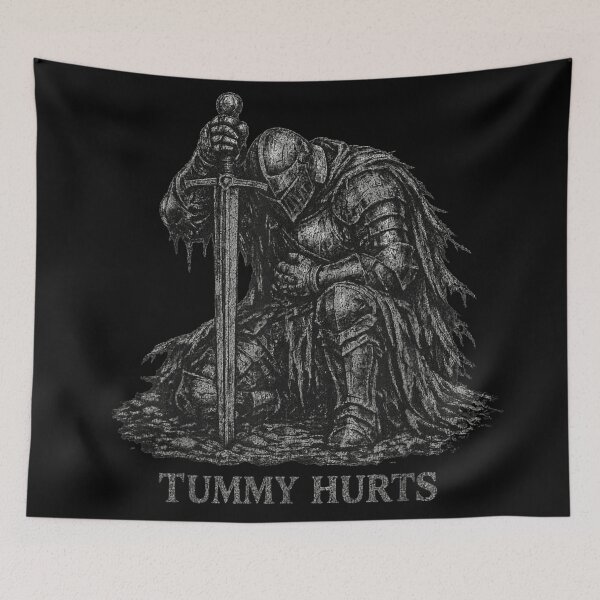 Item preview, Tummy Hurts Dark Knight Mood Medieval Fantasy Humor designed and sold by Daisy Grimes.
