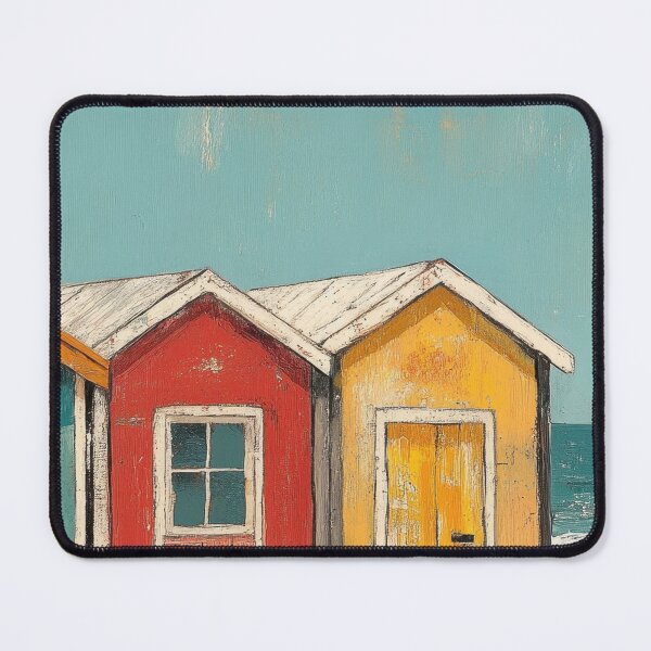Item preview, British Seaside Beach Huts Vintage Coastal Art Print designed and sold by MarkedArtPrints.