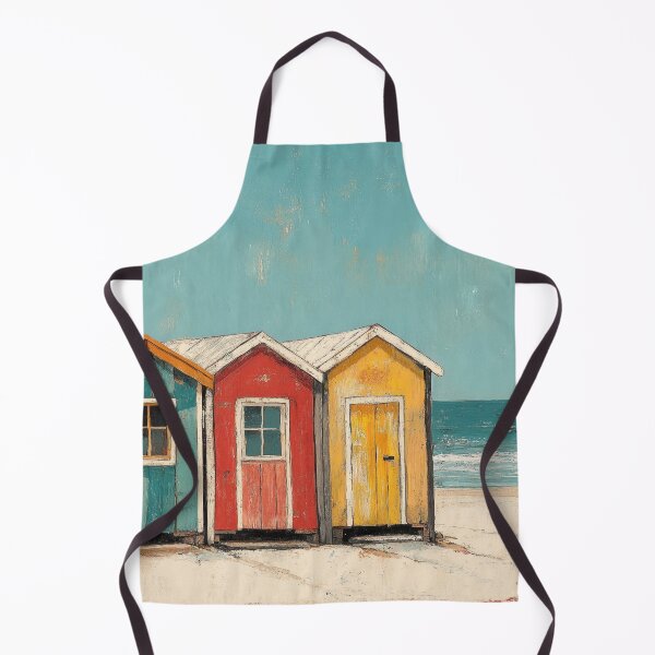 Item preview, British Seaside Beach Huts Vintage Coastal Art Print designed and sold by MarkedArtPrints.