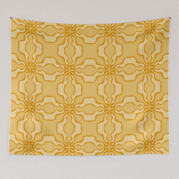 Item preview, Retro 70s Yellow and Gold Groovy Wavy Geometric Seamless Pattern designed and sold by VOYID ART STUDIO.