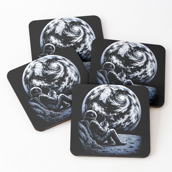 Item preview, Astronaut Watching Earth While Enjoying Coffee Peaceful Cosmic Night Scene designed and sold by Capisedo.
