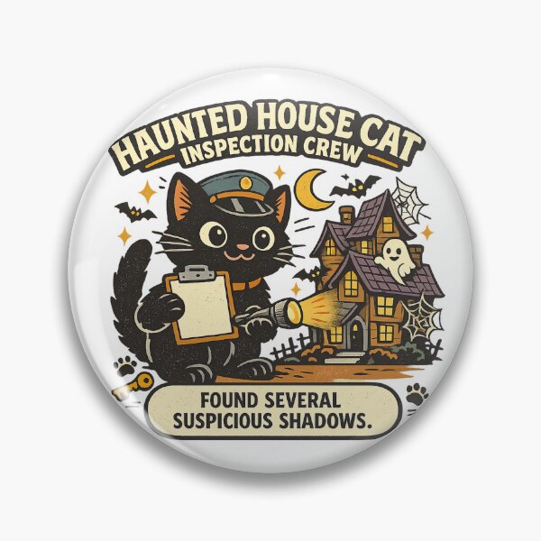 Item preview, Haunted House Cat Inspection Crew – Funny Black Cat Halloween designed and sold by Concrete Coffee Studio.
