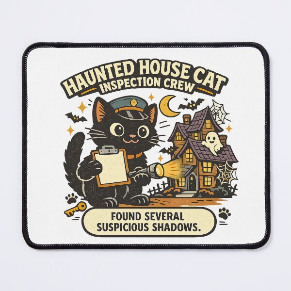Item preview, Haunted House Cat Inspection Crew – Funny Black Cat Halloween designed and sold by Concrete Coffee Studio.