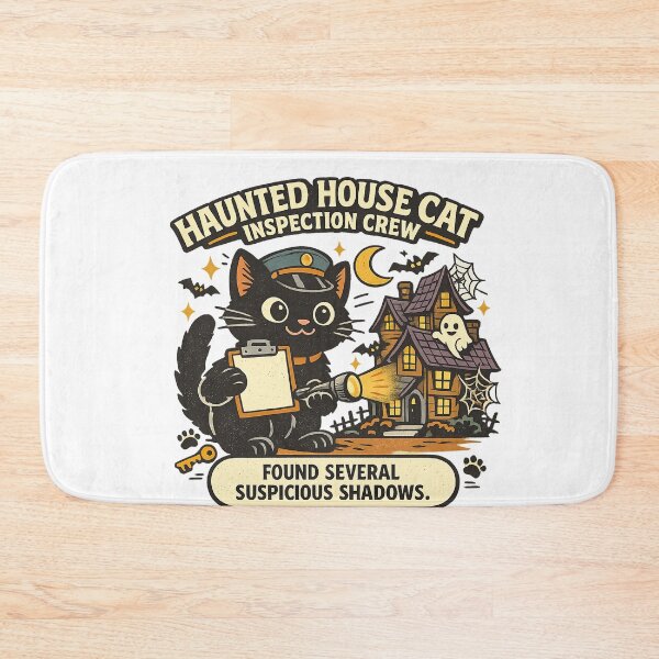 Item preview, Haunted House Cat Inspection Crew – Funny Black Cat Halloween designed and sold by Concrete Coffee Studio.
