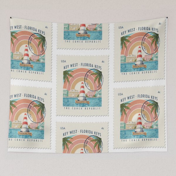 Item preview, Key West Florida Keys Caribbean Postage Stamp Sticker designed and sold by stickercuffs.