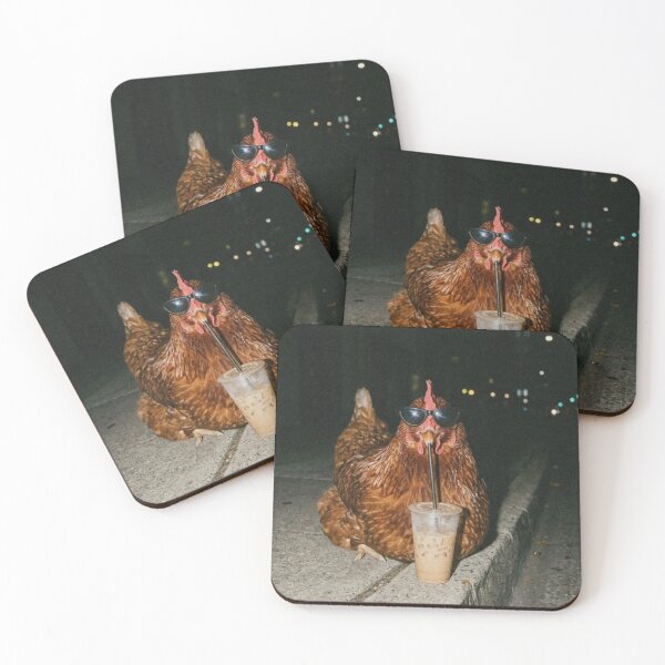 Item preview, Funny Chicken Drinking Iced Coffee Animal Meme Sarcastic Humor designed and sold by OMITTEROMINOUS.