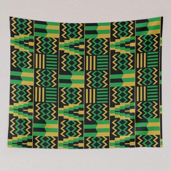 Item preview, Gold and Green Kente pattern | Ghana Textile designed and sold by MammothArt.