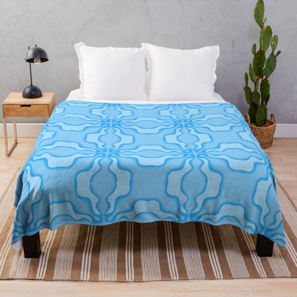 Item preview, Retro 70s Light Blue and Ocean Wavy Geometric Seamless Pattern designed and sold by VOYID ART STUDIO.