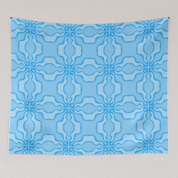 Item preview, Retro 70s Light Blue and Ocean Wavy Geometric Seamless Pattern designed and sold by VOYID ART STUDIO.