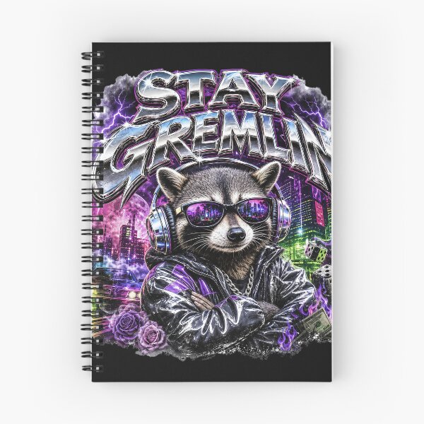 Item preview, Stay Gremlin Raccoon T-Shirt, Funny Trash Panda Shirt, Streetwear Graphic Tee, Urban Hip Hop Animal, Chrome Typography Gift designed and sold by QuirkyCloud Designs.