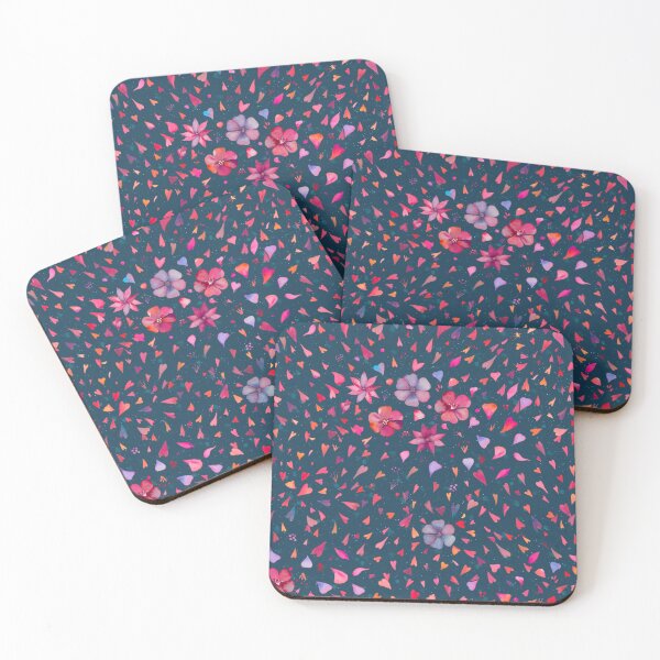 Item preview, Blue Hearts and Petals Floral Pattern designed and sold by Sukilopi.