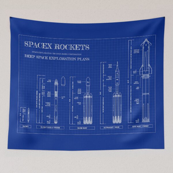 Item preview, SPACEX Rockets (Blueprint) designed and sold by BGALAXY.