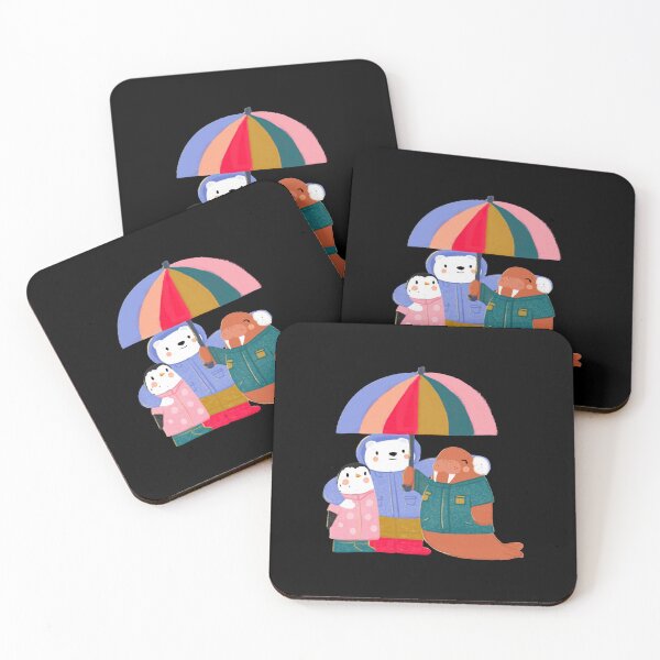 Item preview, Cute Friends with Colorful Umbrella in the Rain designed and sold by Naraatelierco.