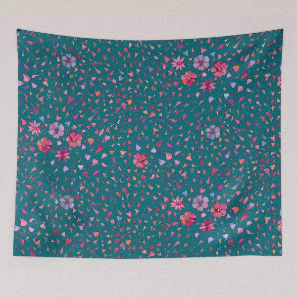 Item preview, Teal Floral Hearts designed and sold by Sukilopi.