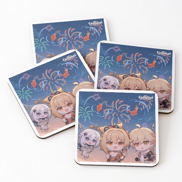 Item preview, Yoimiya, Aether and Paimon designed and sold by Lauwuuh.