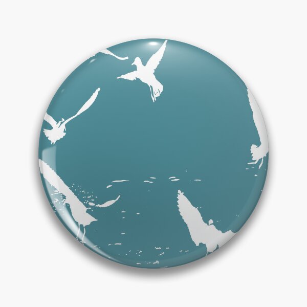 Item preview, White Silhouette Of A Flock Of Seagulls Scavenging designed and sold by taiche.