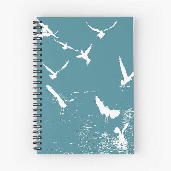 Item preview, White Silhouette Of A Flock Of Seagulls Scavenging designed and sold by taiche.