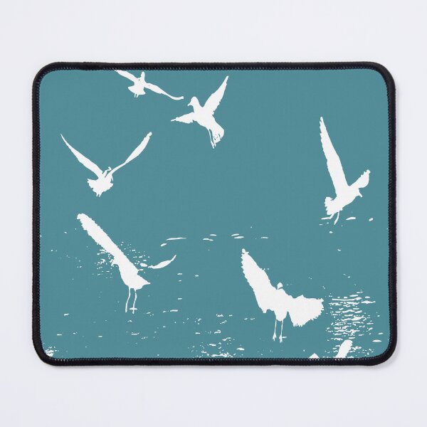 Item preview, White Silhouette Of A Flock Of Seagulls Scavenging designed and sold by taiche.