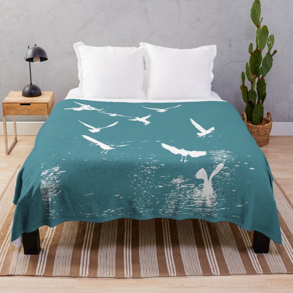 Item preview, White Silhouette Of A Flock Of Seagulls Scavenging designed and sold by taiche.