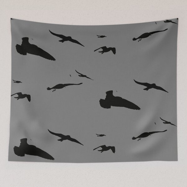 Item preview, Flock Of Seagulls Scavenging Black Silhouette designed and sold by taiche.