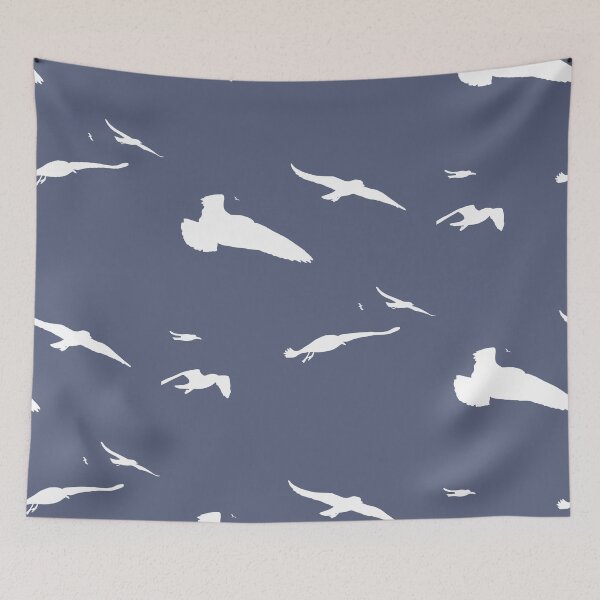Item preview, Flock Of Seagulls Scavenging White Silhouette designed and sold by taiche.