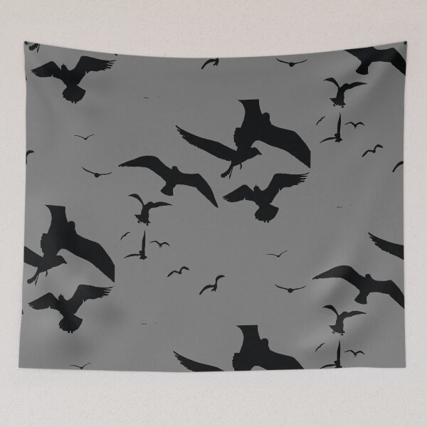 Item preview, Seagull Bird Flock Scavenging Black Silhouette designed and sold by taiche.