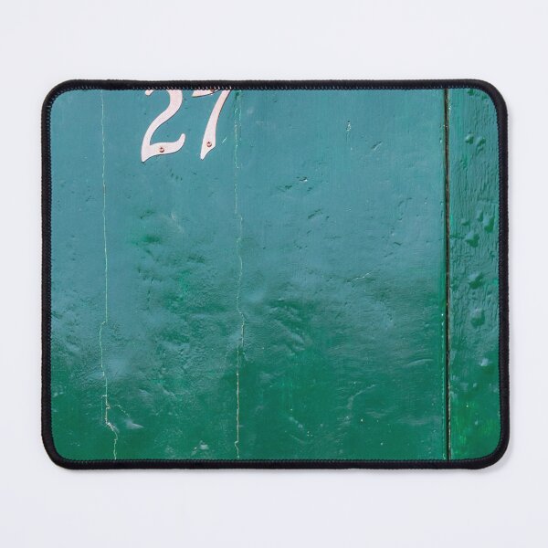 Item preview, Vintage Green Door With White Number 27 And Weathered Wood Texture In Sunlight designed and sold by Nmallia.