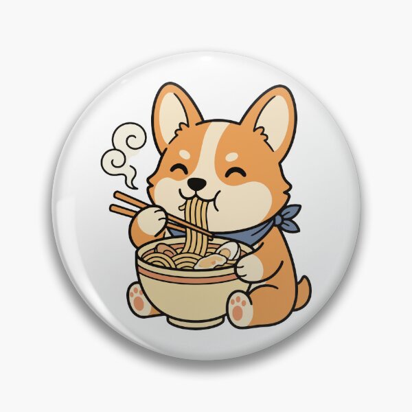 Item preview, Cute corgi dog happily eating a bowl of ramen designed and sold by Aycon.