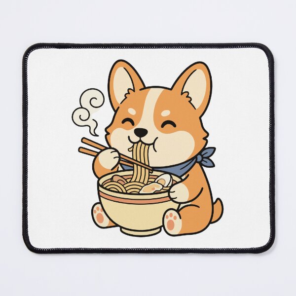 Item preview, Cute corgi dog happily eating a bowl of ramen designed and sold by Aycon.